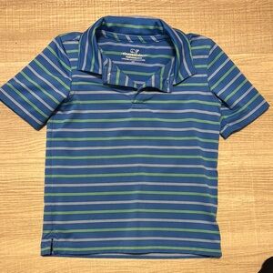 Vineyard Vines Kids Blue and Green Striped Polo Shirt - 3T